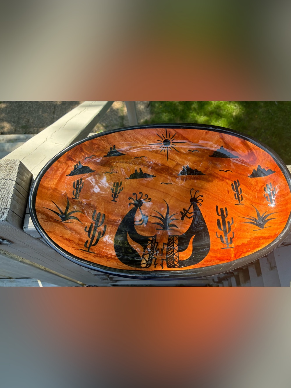Hand-Painted Mexican Folk Art Decorative Bowl Artist Signed